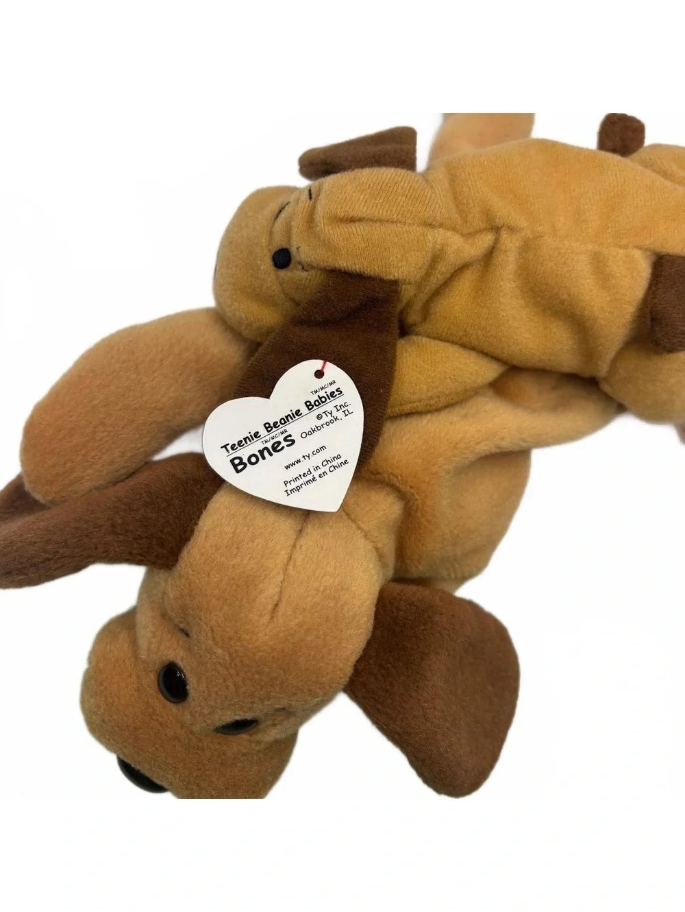 Ty Bones Beanie Baby Teenie Beanie Baby 2pc Plush Set Brown Dog Floppy Ears NWT
